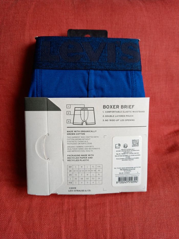 2 boxers Levi's taille S coloris marine et bleu en coton organique responsable - photo numéro 2