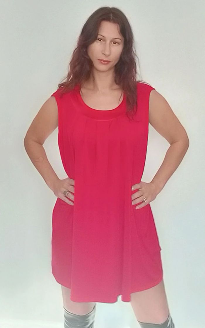 Tunique rouge dos ouvert grande taille - photo numéro 3