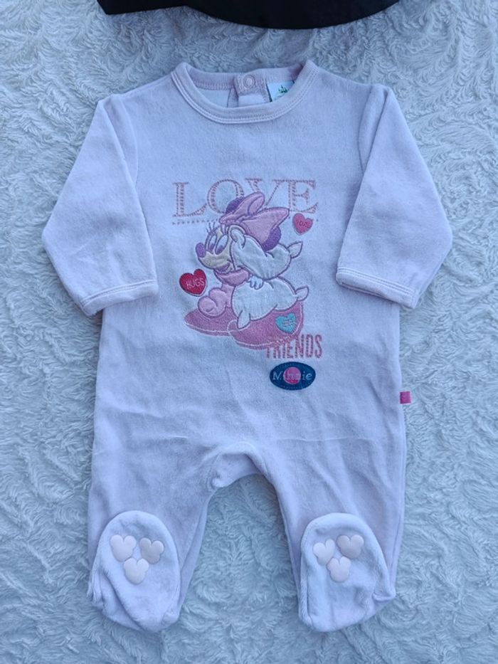 Pyjama grenouillère velours Fille 3 mois Minnie Love Friends hugs Disney Baby - photo numéro 2
