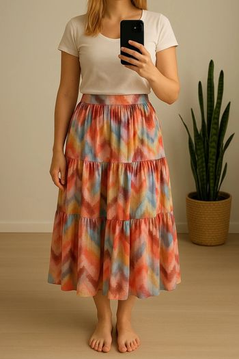 Jupe midi colorée coton doublé – taille 38/40