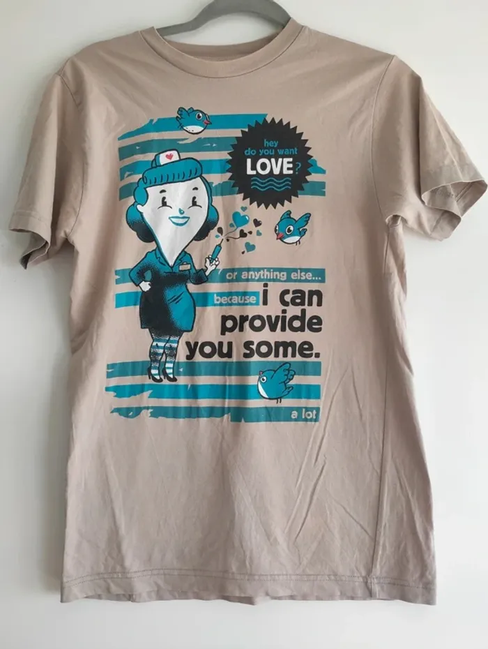 Tee-shirt à message Hey do you want love signé Frigo banjo Drop des indispensables de l'été - photo numéro 4