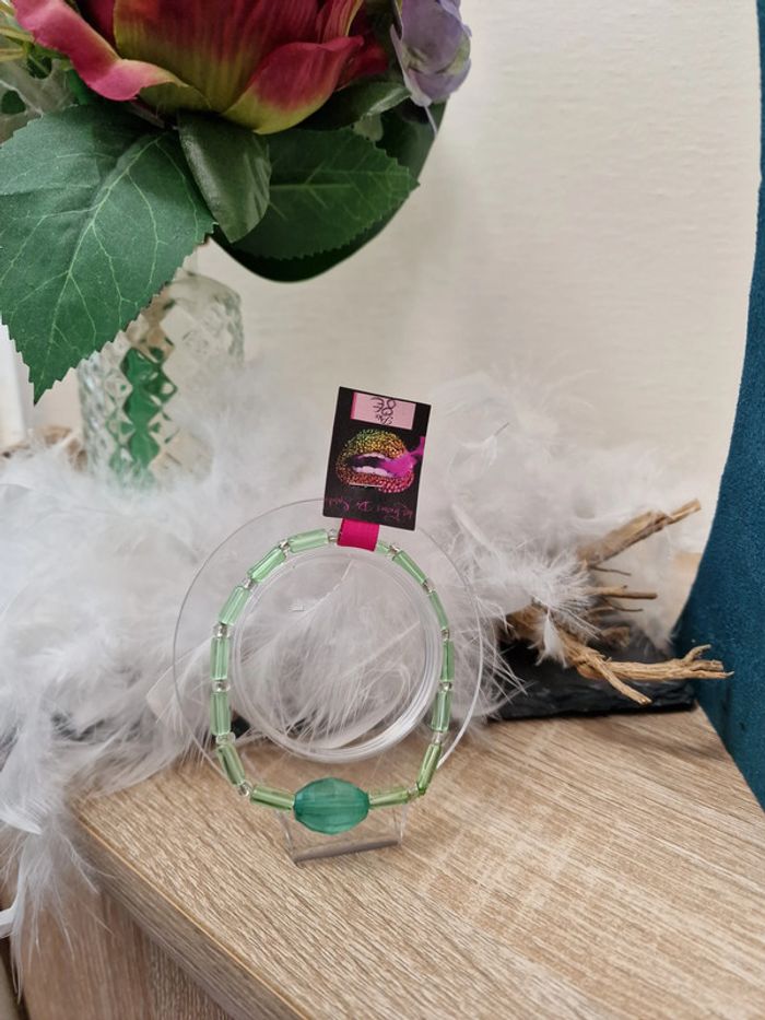 Bracelet Elastique Perles Vertes - photo numéro 2