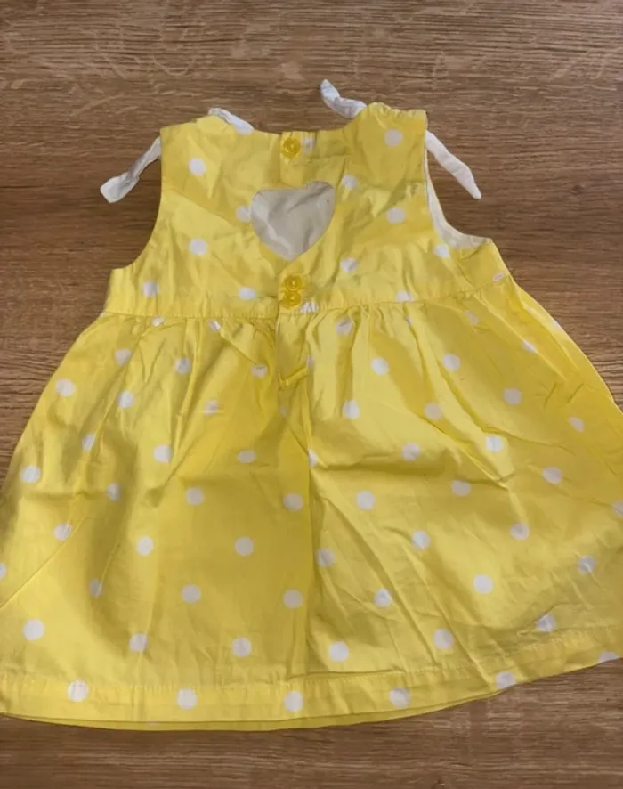 Robe bébé fille Tex Baby - 6 mois - Jaune à pois blancs - photo numéro 3