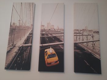 3 toiles imprimées taxi sur pont