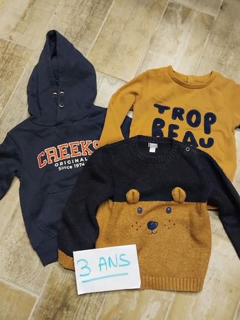 Lot de 3 pulls garçon taille 3 ans
