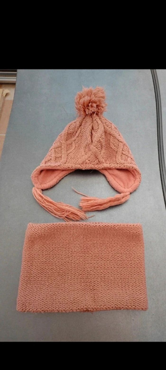 🧡Tour de cou + bonnet péruvien corail 6 ans Kiabi