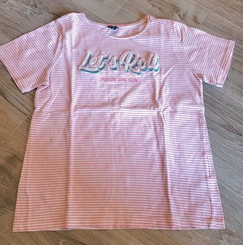 Tee-shirt rose à rayures Kiabi 12 ans