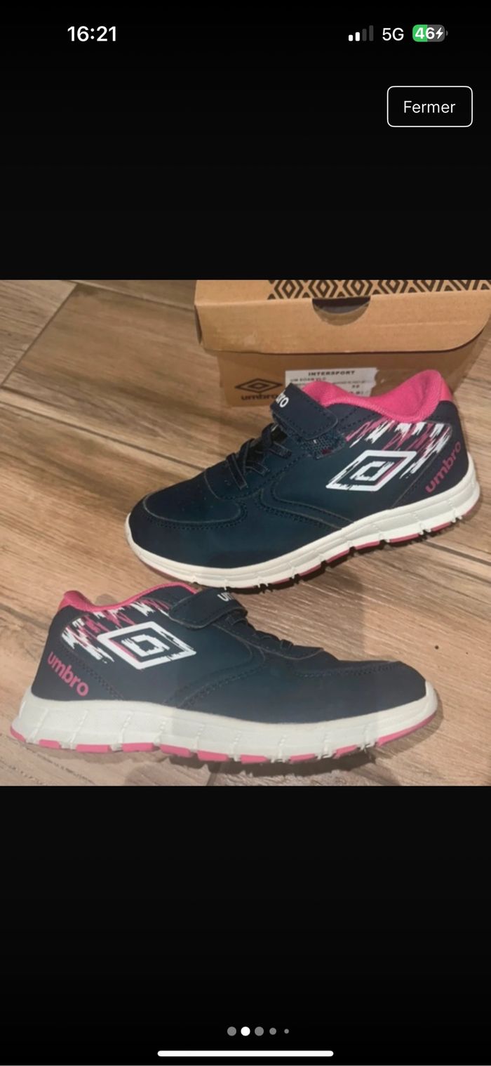 Baskets fille marine et fuschia , à scratch, 32, Umbro - photo numéro 2