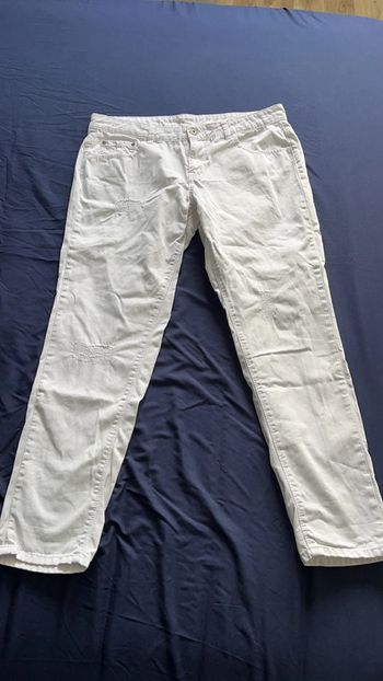 Pantalon blanc, femme, sept huitièmes, MS mode