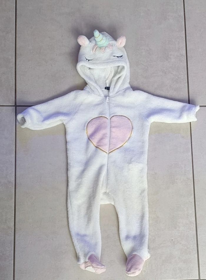 Combinaison/pyjama velours Licorne - 12 mois