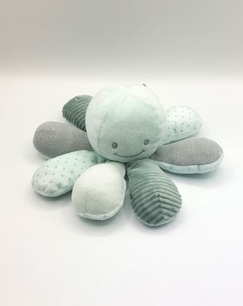 Doudou d’activités NATTOU poulpe pieuvre vert d’eau comme lapidou octopus grelot