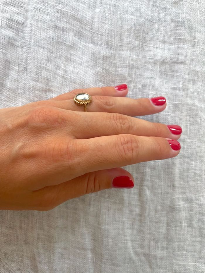 Bague avec motifs doré et bleu clair - photo numéro 2