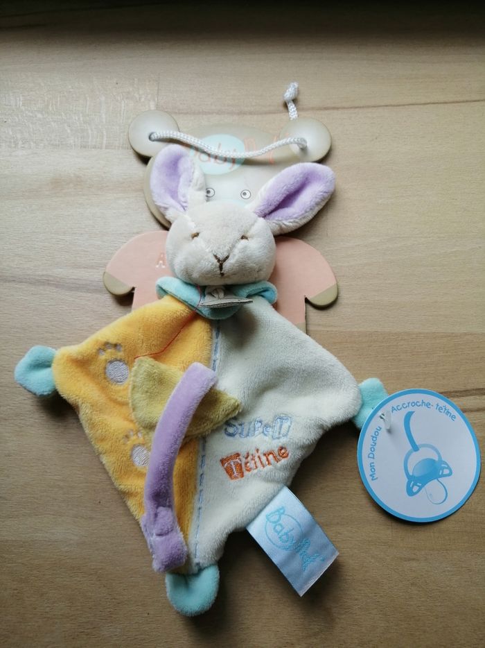 Doudou attache tétine lapin BABY NAT' Super tétine