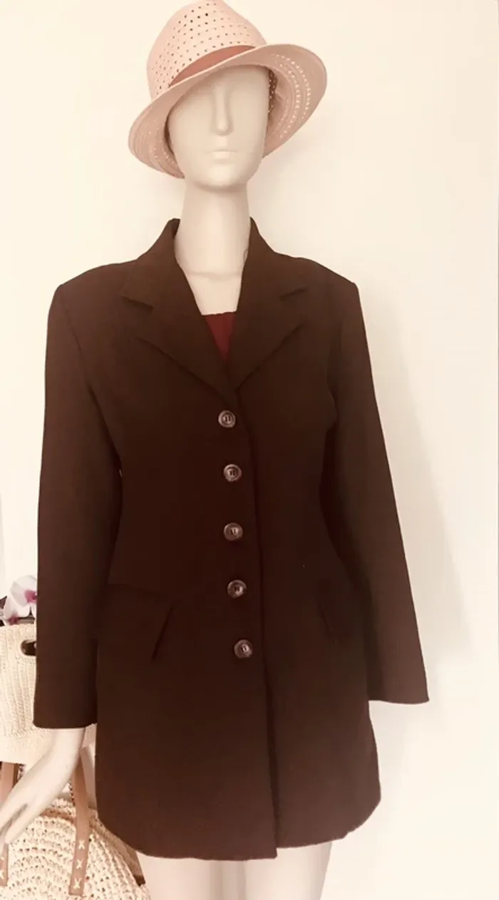 Veste longue cintrée chocolat