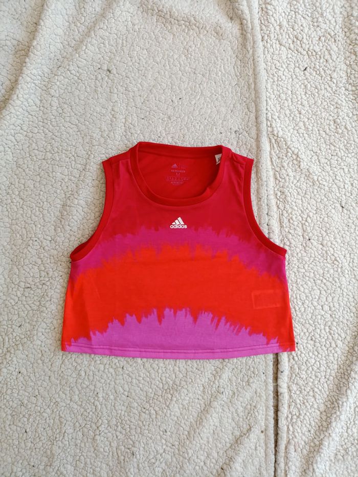 Débardeur crop top Adidas Primegreen rouge/rose Aeroready sport vintage
