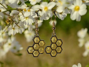 Boucles d'oreilles ruche miel d'abeille