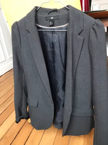 Veste Blazer gris manches bouffantes