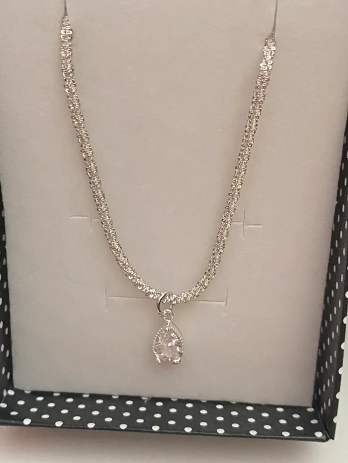 Collier pendentif gouttelette Chaine Effet Scintillant - photo numéro 2