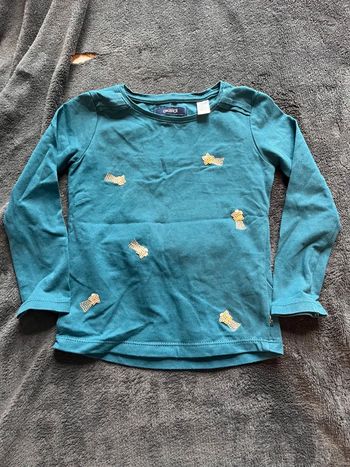 Sous pull fille 2 ans okaïdi turquoise doré