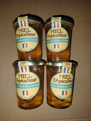 Lot de 4 pots de miel l'apiculteur miel d'acacia et fleurs (4 x 250g)