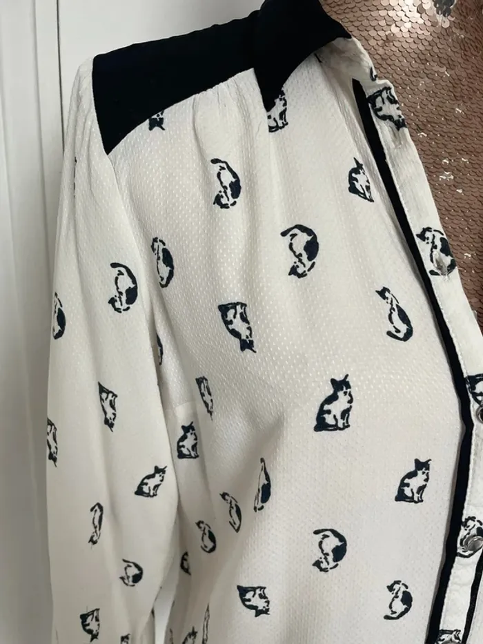 Chemise fluide / blouse Naf naf 36 Motif chat - photo numéro 4