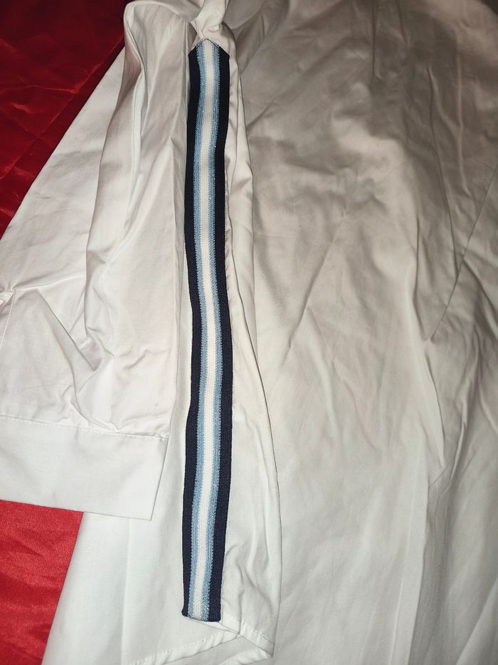 Chemise tunique blanche motif bandes Caroll L - photo numéro 6