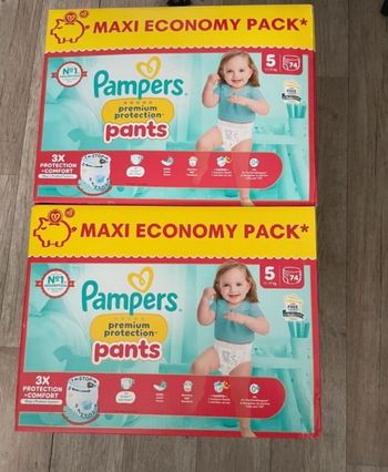 2 cartons de couches pampers premium pants taille 5