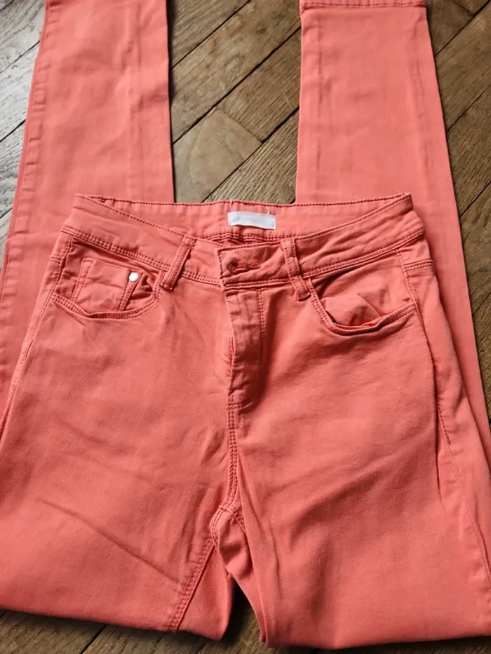 🌺Jean slim couleur corail Cache Cache T36 - photo numéro 2