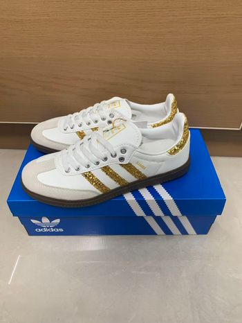 adidas Originals SAMBA OG (Blanc, Marron, Or) - Photo réelle 40