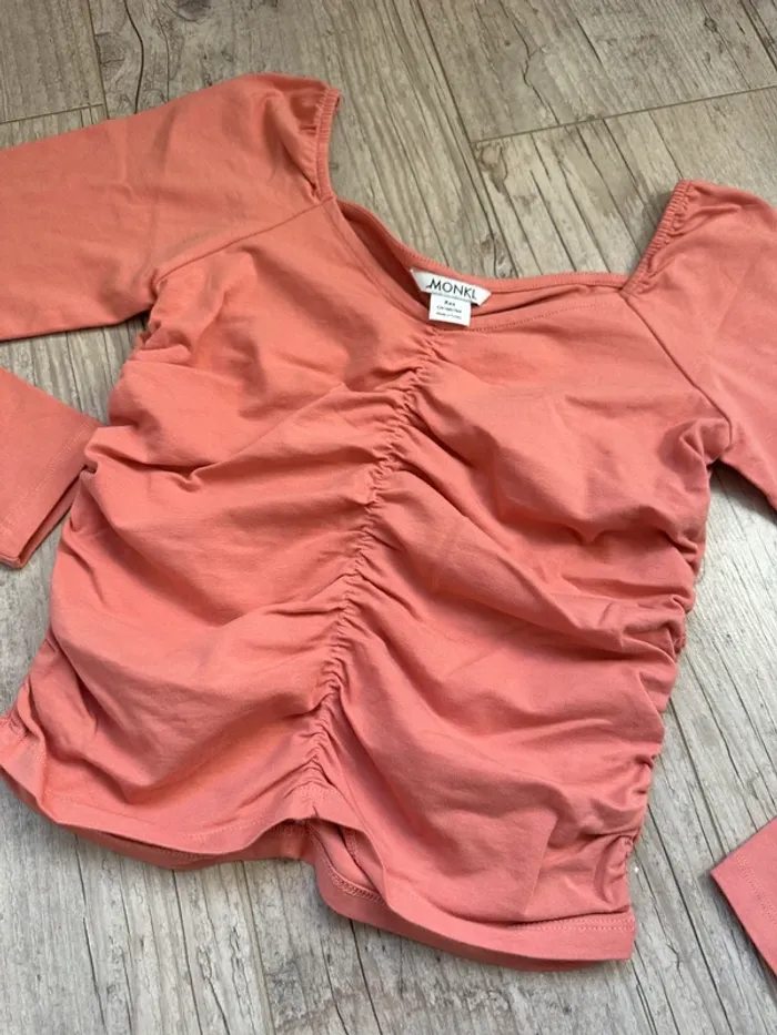Top manches longues monki froncé XXs rose - photo numéro 2