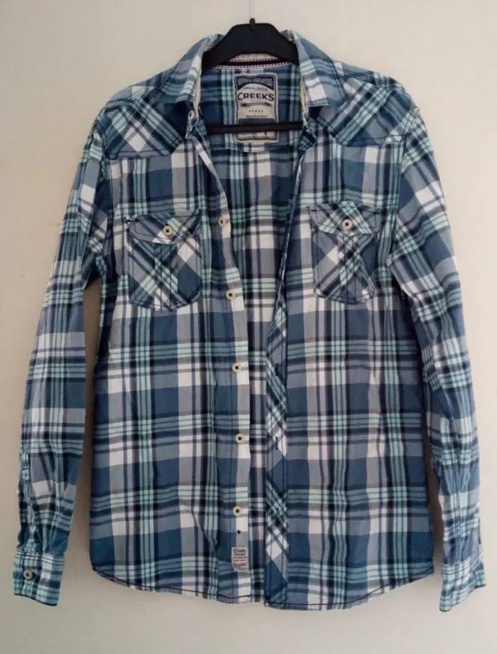 Chemise bleu à carreaux CREEKS - photo numéro 4