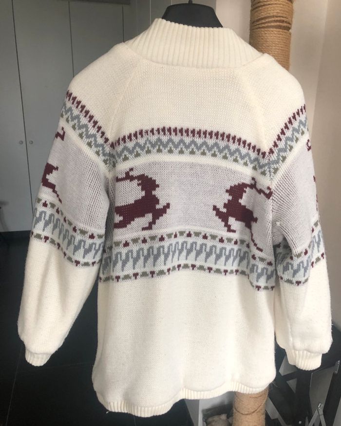 Veste réversible laine avec motifs rennes vintage taille 46 bon état. - photo numéro 2