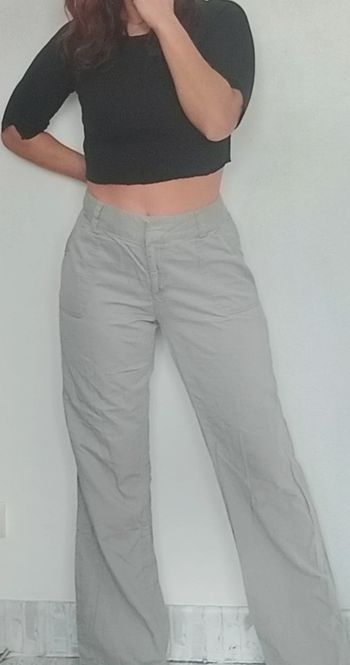 Pantalon large gris clair taille 44