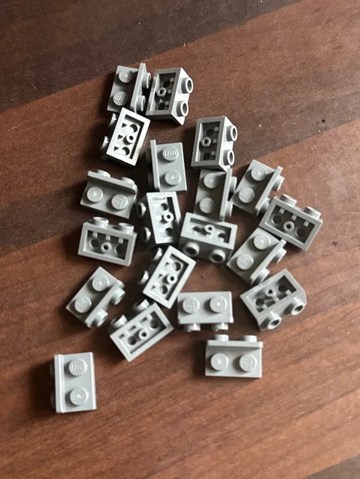 20 Lego Bracket 1 x 2 - 1 x 2 Inverted ref 99780 Dark Bluish Gray - photo numéro 3