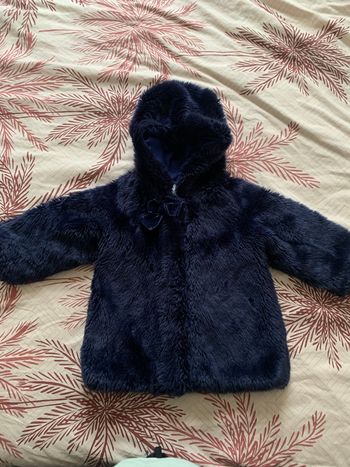 Veste manteau fourrure bleu marine  18/24mois