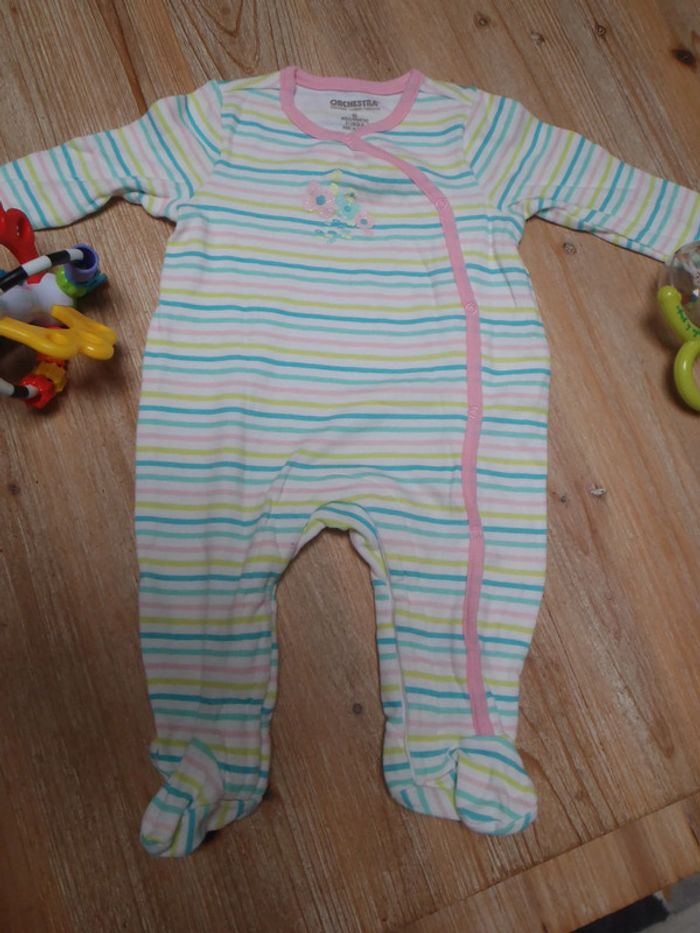 pyjama d'été à rayures - motif fleurs