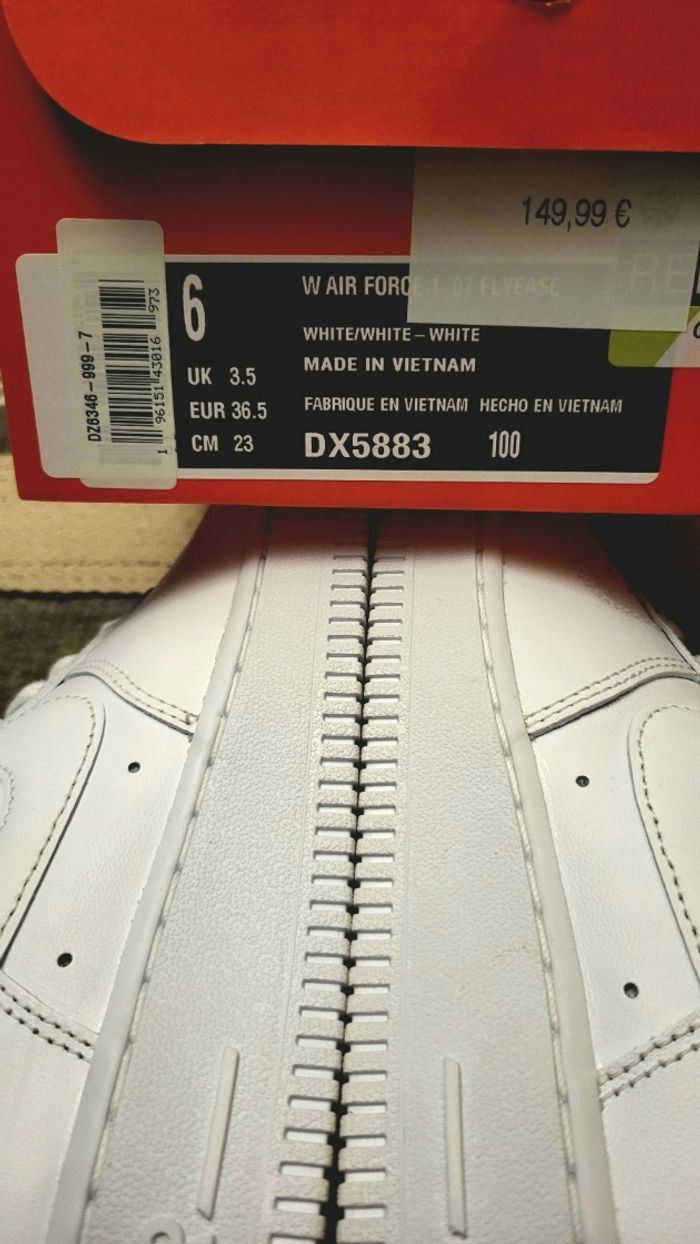 Nike Air Force 1 07 EasyOn White - DX5883100 - Unisex - Size : 36.5 🌈 🌈 - photo numéro 10