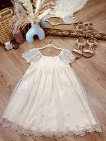 Taille 8 ans Robe cérémonie fille Kiabi pêche abricot * tulle fleurs * 🌷
