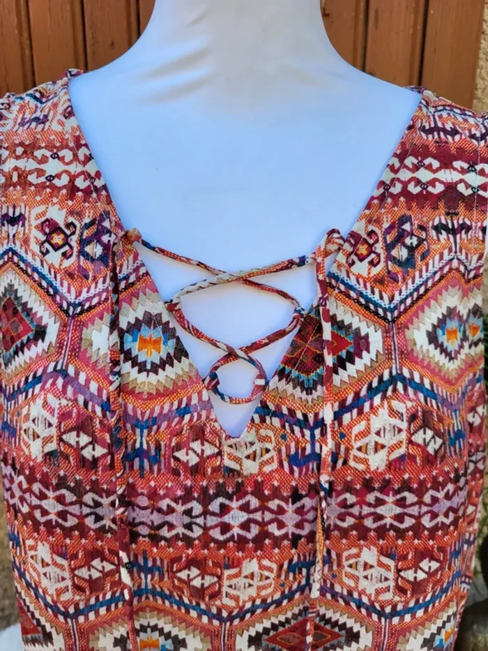 Blouse sans manche ethnique bordeaux beige naf naf taille 42 - photo numéro 5
