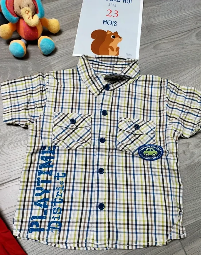 Salopette rouge voiture et chemise manches courtes garçon 23 mois Plus - photo numéro 8