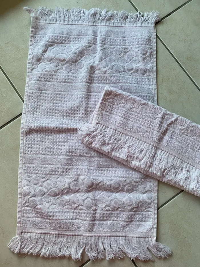 Lot de 2 serviettes essuies main rose clair - photo numéro 3