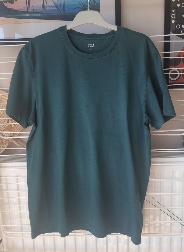 Lot de 3 t-shirts Celio, vert, bordeaux & taupe, taille: M - photo numéro 3