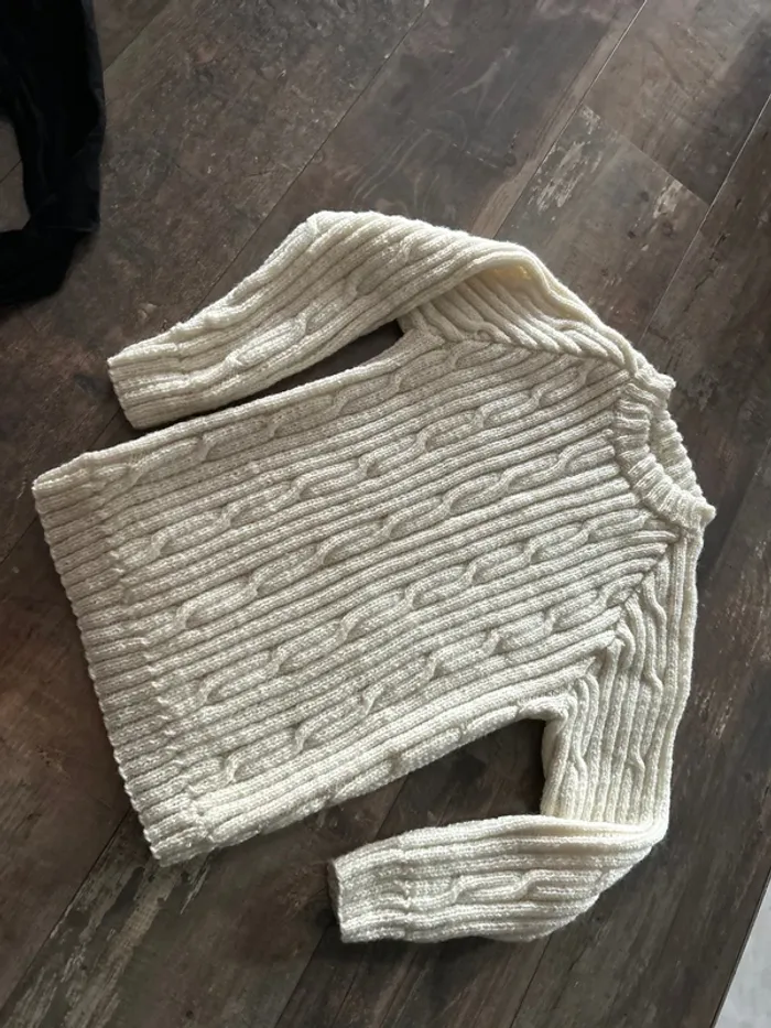 Pull crème laine - photo numéro 3