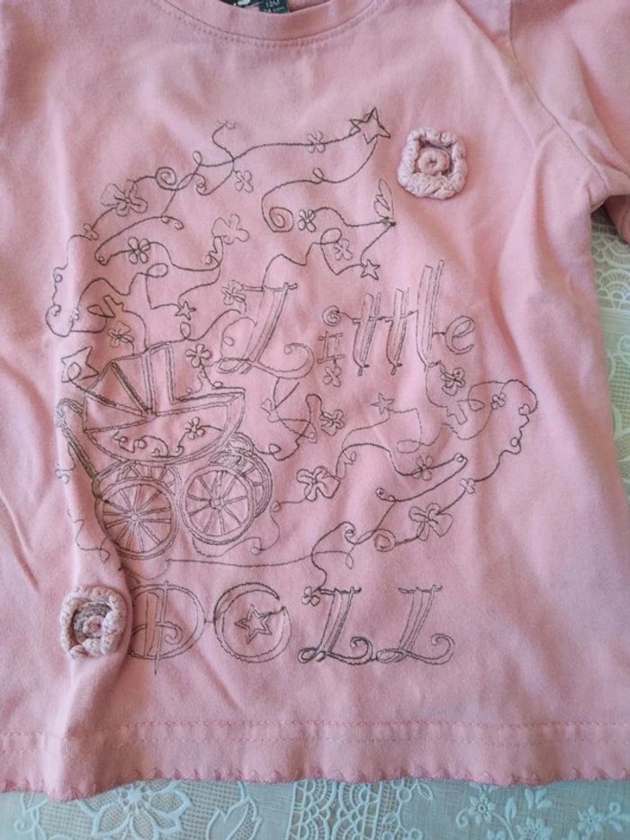 Tee-shirt rose Little Doll 12 mois - photo numéro 3