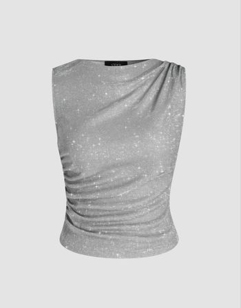Top argenté à paillettes 