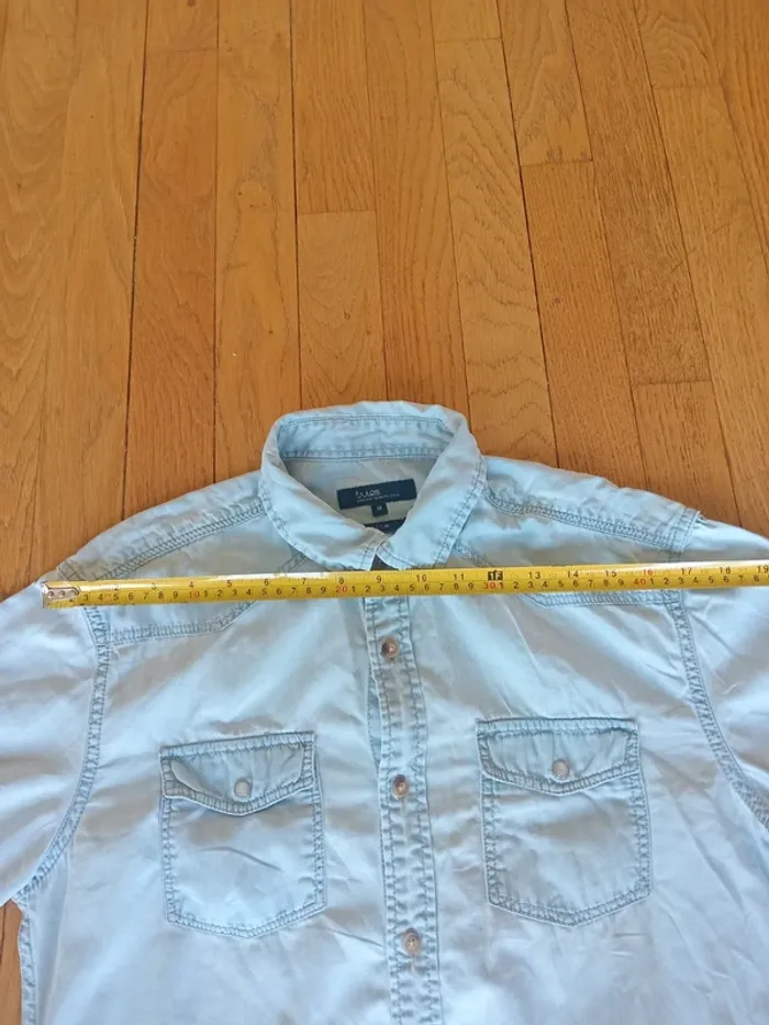 Chemise homme en jean bleue claire manches longues 100% coton marque Jules taille M - photo numéro 10