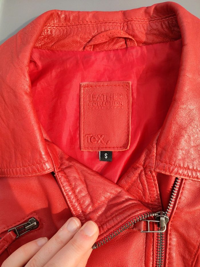 Veste en cuir rouge S - photo numéro 2