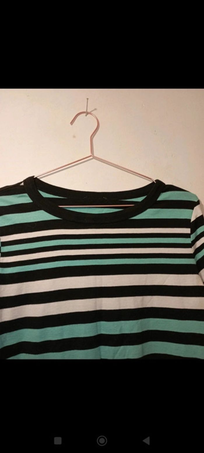 Ensemble tee shirt et legging noir/turquoise/blanc - photo numéro 6