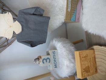 Jolie t shirt manche longue gris Tissaia bébé fille 3 mois