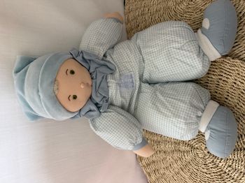 Doudou poupée lutin vichy bleu MOULIN ROTY